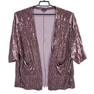 Womens American Eagle Mauve Pink Velvet Open Front Kimono Cardigan Size L/XL